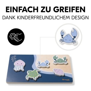 Puzzle din lemn hauck N Fit, pentru copii de la 1 an, cu forme de animale, FSC - Img 5