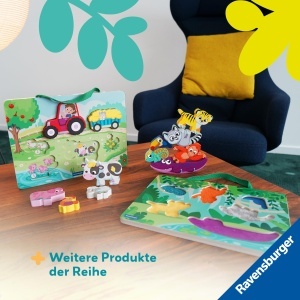 Puzzle magnetic Ravensburger 4872 din lemn model Jungla 6 piese pentru copii 1 ani - Img 9