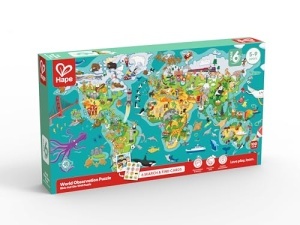 Puzzle si joc Hape 2-in-1 Weltreise harta geografica pentru copii lemn educativ - Img 10