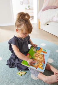 Puzzle sonor din lemn HABA - 6 piese, animale de ferma, 2 ani - Img 4