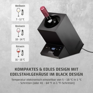 Racitor de vin CASO WineCase One Negru - Temperatura 5-18C, Design elegant, Capacitate pentru sticle cu 9 cm - Img 3