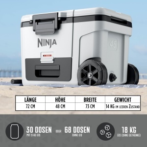 Racitor portabil Ninja FrostVault 42L cu roti, culoare alb, tehnologie Dry-Zone - Img 9
