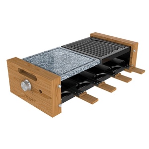 Raclette Cecotec 8400 Wood MixGrill, 1200 W, pentru 8 persoane, design detasabil