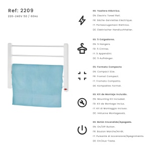 Radiator electric pentru prosoape Jocca 65W montaj pe perete alb - Img 3
