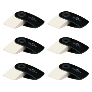Radiera Faber-Castell Sleeve Mini, 6 bucati, PVC-fara, negru