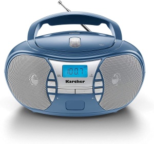 Radio CD portabil Karcher RR 5025-C CD player boombox radio FM functionare cu baterieretea AUX-In albastru - Img 1