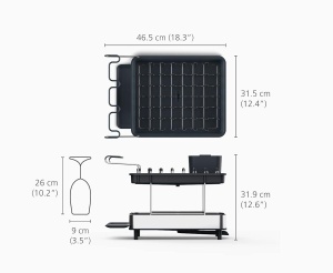 Raft de Abtropire Joseph Joseph Excel - Design 2-stadii, Inox, Capacitate 4 Seturi - Img 5