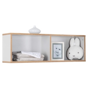 Raft de perete Roba Caro, 90 cm, gri deschis, cu 2 rafturi