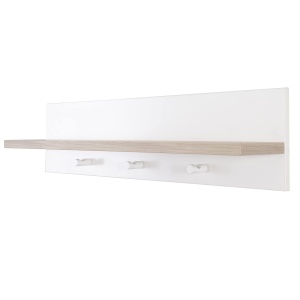 Raft de perete roba cu 3 carlige, 91 cm, albnatural - Img 4