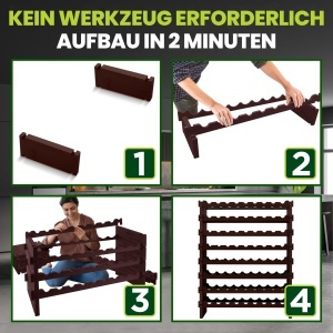 Raft pentru vin NutriChef, 72 sticle, 8 etaje, bambus, negru - Img 7