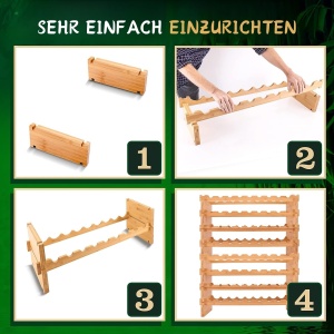 Raft pentru Vin NutriChef din Bambus - 72 Sticle, 4 Etaje, Montaj Fara Unelte - Img 8