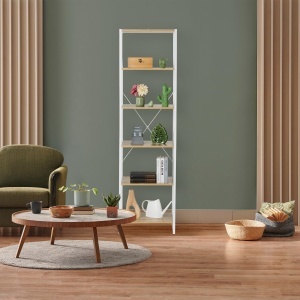 Raft Stand Relaxdays, 180 x 50 x 35 cm, 6 niveluri, albnatural - Img 2