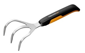 Rake pentru flori Fiskars Xact, 3 zinken, lungime 32,3 cm, culoare negruportocalie