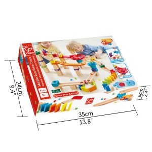 Rampa cu bile Hape - Set din lemn cu domino, 18 piese, pentru copii de la 3 ani - Img 7