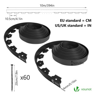 Rasenkante Flexibila VOUNOT, 20m, 5cm, Negru, cu 60 Ancore - Img 3