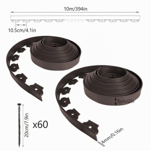 Rasenkante Flexibila VOUNOT din Plastic, 20m, 5cm inaltime, Maro - Img 7