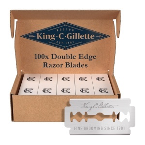 Rasiera cu lame King C. Gillette - 100 lame din otel inoxidabil cu finisaj platina