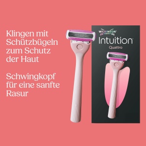 Rasierer pentru femei Wilkinson Sword Intuition Quattro, 6 lame, design ergonomic - Img 2