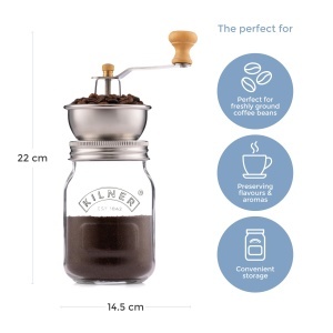 Rasnita manuala cafea Kilner 0025785 mecanism ajustabil recipient sticla 05L - Img 3