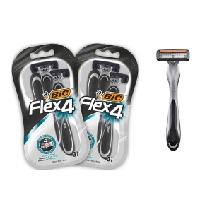 Rasoir pentru barbati BIC Flex 4, set 6 bucati, 4 lame, cu Aloe Vera si Vitamina E
