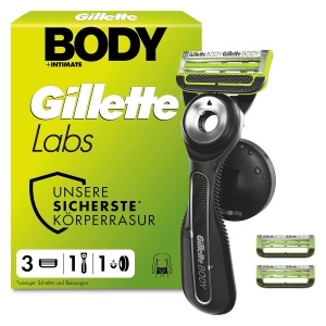 Rasoir pentru Barbati GilletteLabs Body Intimate cu 3 lame si suport de dus