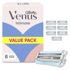 Rasoir pentru femei Gillette Venus Intimate, 8 lame, culoare bleu, cu Aloe Vera