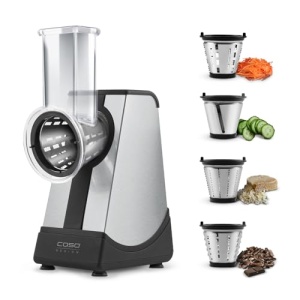 Razatoare multipla cu design electric CASO CR4, 4 insertii gravate cu acid: felii, julienne mare si mica, insertie de rasnita, 200 wati, panou de control tactil, razatoare de legume ideala pentru, de exemplu, salate - Img 2