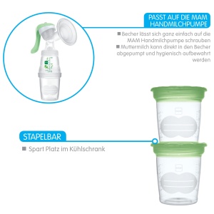 Recipient de depozitare MAM, 120 ml, 5 bucati, pentru lapte matern si mancare bebelusi - Img 4