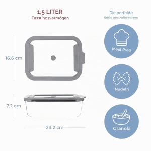 Recipient sticla Kilner Fresh Storage 1,5L cu capac etans si design durabil - Img 2