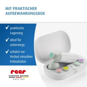 Reer BabyCare Lima electrica pentru ingrijirea unghiilor bebelusilor si copiilor 5 accesorii design alb elegant - Img 5
