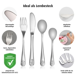 Reer Growing Set Tacamuri Copii 4 Piese Inox Cromat 1810 Motive Animale - Img 4