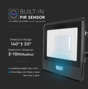 Reflector LED V-TAC 30W cu senzor de miscare, 2340 lumeni, negru - Img 6