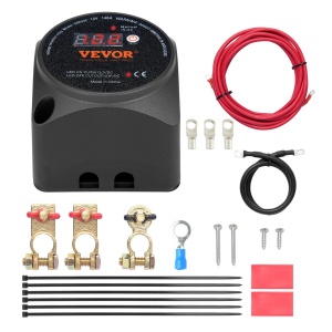 Releu de deconectare a bateriei duble VEVOR, 12V, 140A, mod manual si automat, releu sensibil la tensiune VSR cu ecran LCD, pentru ATV, UTV, RV, rulota, camion, barca, iaht - Img 1