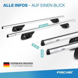 Relingtrager FISCHER TopLine L, Aluminium, 90 kg, 120 cm - Img 8