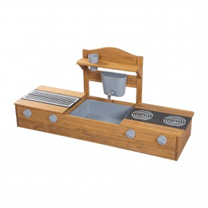 Roba 2in1 Sandkasten si Matschkuche pentru copii - Teak, FSC certificata, cu accesorii