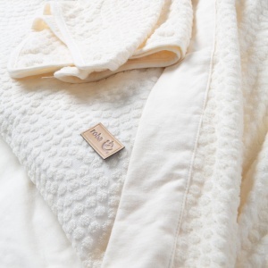 Roba Babydecke Seashells Oyster 80 x 80 cm - Patura din bumbac organic, alba - Img 4
