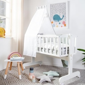 Roba Babywiege Miffy 40x90 cm Lemn AlbGri Functie Feststell Set Textil Complet - Img 3