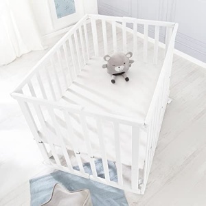 Roba Laufgitter 75x100 cm Alb Pliabil Mobil cu Role - Img 3