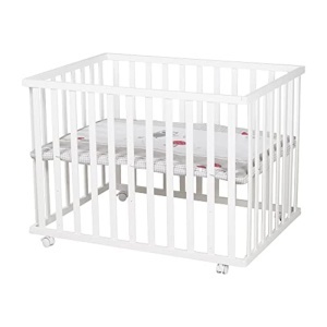 Roba Laufgitter Adam si Eule 75 x 100 cm - Laufstall cu protectie si roti, alb - Img 5