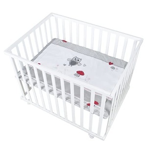 Roba Laufgitter Adam si Eule 75 x 100 cm - Laufstall cu protectie si roti, alb - Img 15