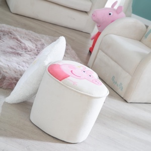 roba Pouf Coeur en Velours pour Chambre Enfant Peppa Pig - Tabouret Solide et Doux - Assise Stable des 18 Mois - Facile a Nettoyer - Beige Motif Truie - Img 4