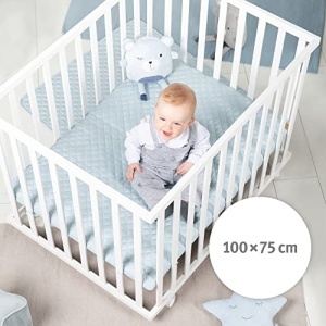 Roba Saltea pentru Tarc 75x100 cm Alb Husa Detasabila si Lavabila - Img 13