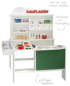 Roba Shop incl accesorii magazin lemn alb cu 4 sertare ceas tabla tejghea si tejghea laterala - Img 2