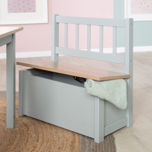 Roba Woody Kindertruhenbank Taupe Lemn Lacuit Spatiu Depozitare Sigur - Img 8