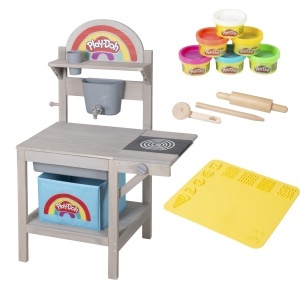 Roba x Play-Doh Matschkuche din lemn FSC, 100 cm, cu 3D Creativmatte si 6 cutii de plastilina