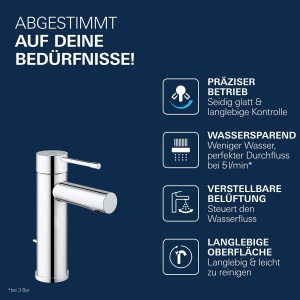 Robinet baie GROHE Essence, crom, 17 cm, economisire apa - Img 5