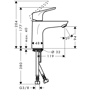 Robinet baie hansgrohe Focus 31517000, crom, EcoSmart, inaltime 94 mm - Img 2