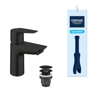 Robinet de baie GROHE Start Edge, 3.5 lmin, Negru Mat, cu sistem Push-Open