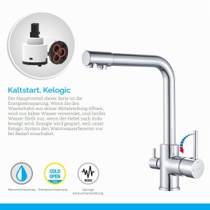Robinet de bucatarie GRIFEMA cu 3 functii, 360 rotire, din alama - Img 4