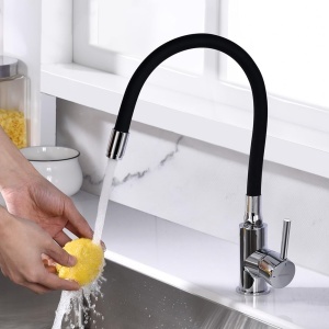 Robinet de bucatarie GRIFEMA, inaltime 40.1 cm, rotire 360, negru mat - Img 2